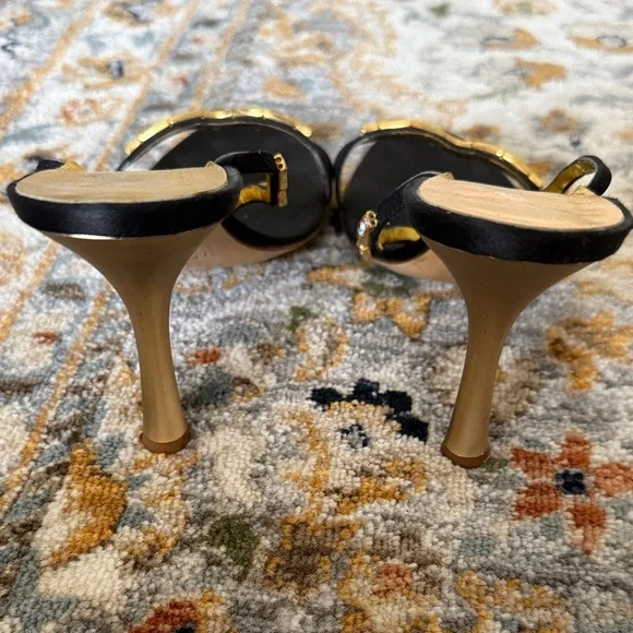 Giuseppe zanotti design Elegant Black and Gold diamond Women's strappy heels - Picture 4 of 6